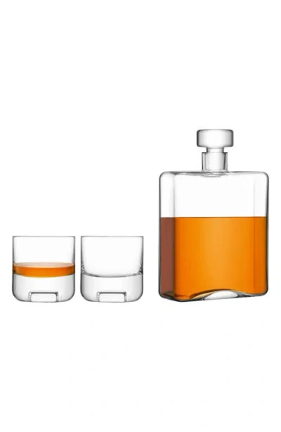 Lsa Cask Whiskey Decanter & Set Of 2 Glass Tumblers In Transparent