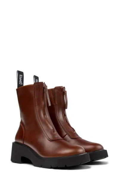 Camper 54mm Milah Zip-front Platform Boots In Brown