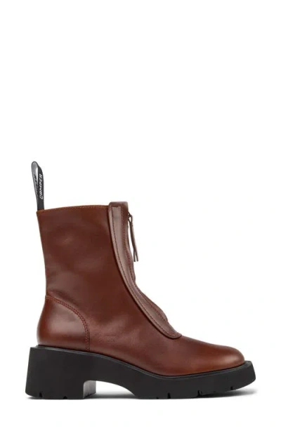 Camper 54mm Milah Zip-front Platform Boots In Brown