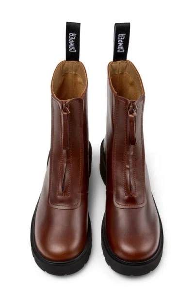 Camper 54mm Milah Zip-front Platform Boots In Brown