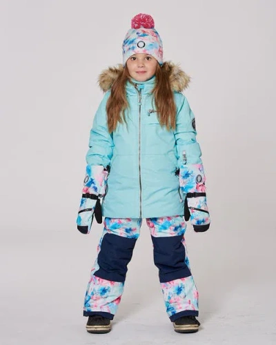 Deux Par Deux Two-piece Play Snowsuit Flower In Blue