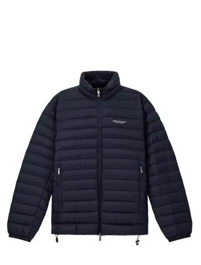 Armani Exchange Zipper Down Jacket In Blue
