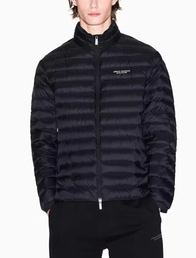Armani Exchange Zipper Down Jacket In Blue
