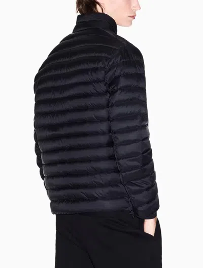 Armani Exchange Zipper Down Jacket In Blue