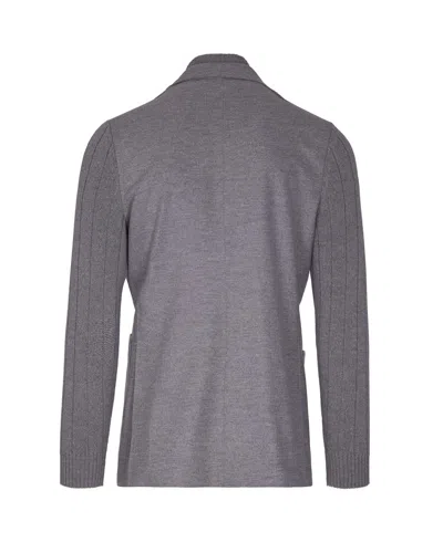 Eleventy Single-breasted Wool Jacket With Ribbed Detailing In Gray