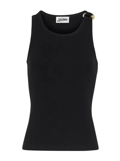 Jean Paul Gaultier Tank Top With Piercing In Black