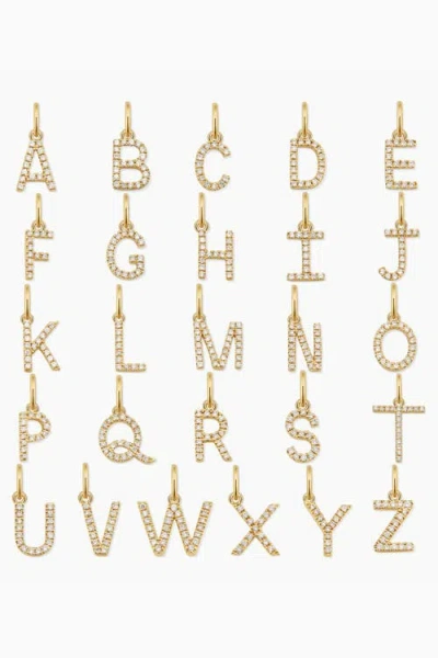 Oradina 14k Gold My Letter Diamond Pendant Charm In Gold