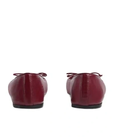 Gucci Women Leather Ballerinas With Patent Leather Details In Burgundy