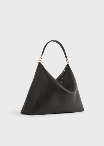 Totême Suede Leather Shoulder Bag With Detachable Handle In Black