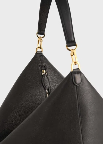 Totême Suede Leather Shoulder Bag With Detachable Handle In Black