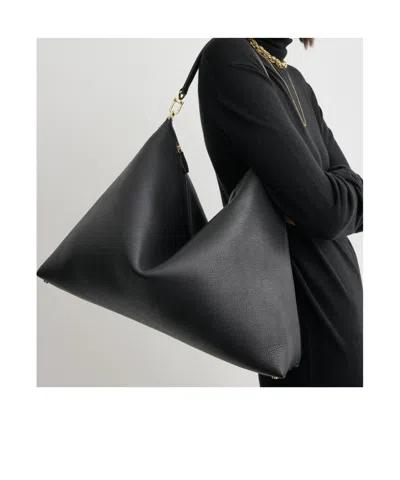 Totême Suede Leather Shoulder Bag With Detachable Handle In Black
