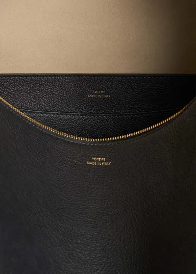 Totême Suede Leather Shoulder Bag With Detachable Handle In Black