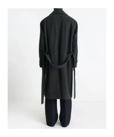 Lemaire Soft Coat In Wool And Alpaca Blend With Removable Belt In Black
