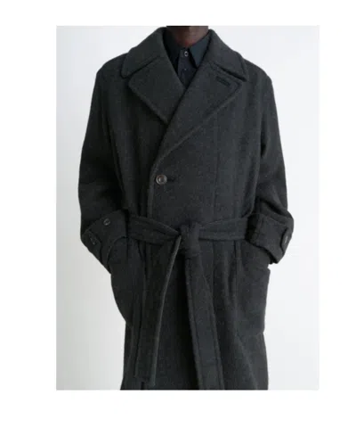 Lemaire Soft Coat In Wool And Alpaca Blend With Removable Belt In Black