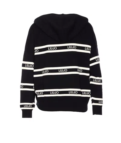 Liu •jo Relaxed Fit Hooded Sweater In Black
