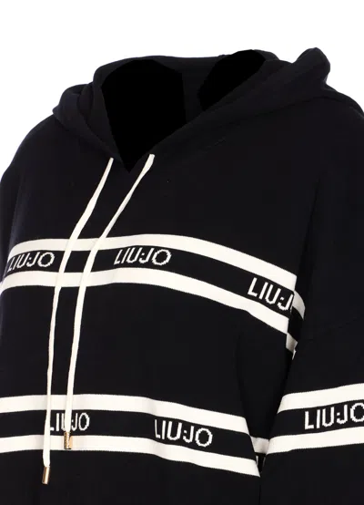 Liu •jo Relaxed Fit Hooded Sweater In Black
