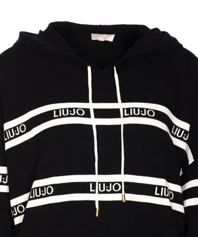 Liu •jo Relaxed Fit Hooded Sweater In Black