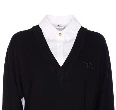 Elisabetta Franchi Dress With Contrast Collar And V-neckline In Black