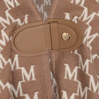 Max Mara Logo Scarf With Button Detail And Trim In Brown