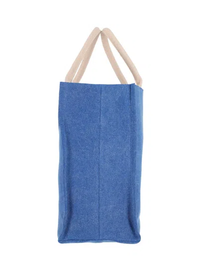Marni Shopper Bag With Shoulder Strap And Top Handles In Blue