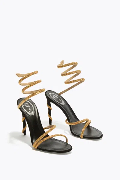 René Caovilla Crystal-embellished Stiletto Sandals With Spiraled Strap In Neutral