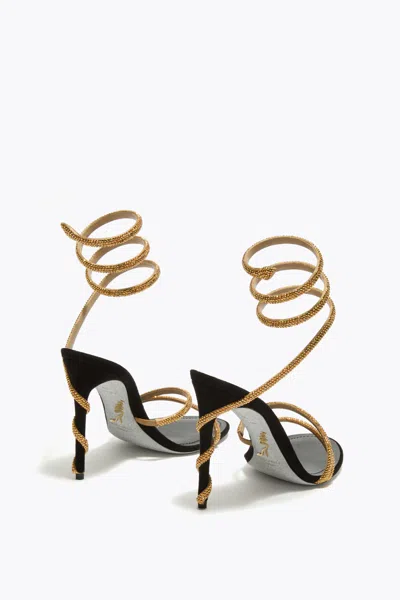 René Caovilla Crystal-embellished Stiletto Sandals With Spiraled Strap In Neutral