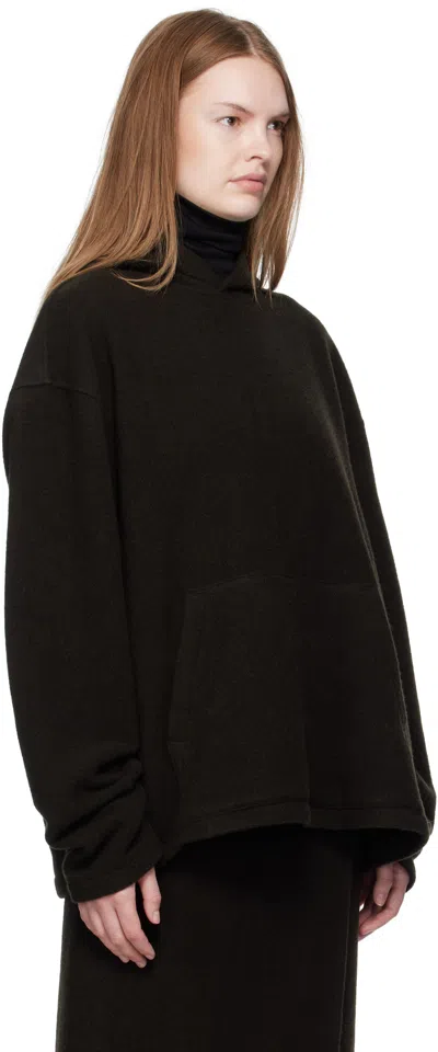 Rier Wool Fleece Hooded Sweatshirt In Black