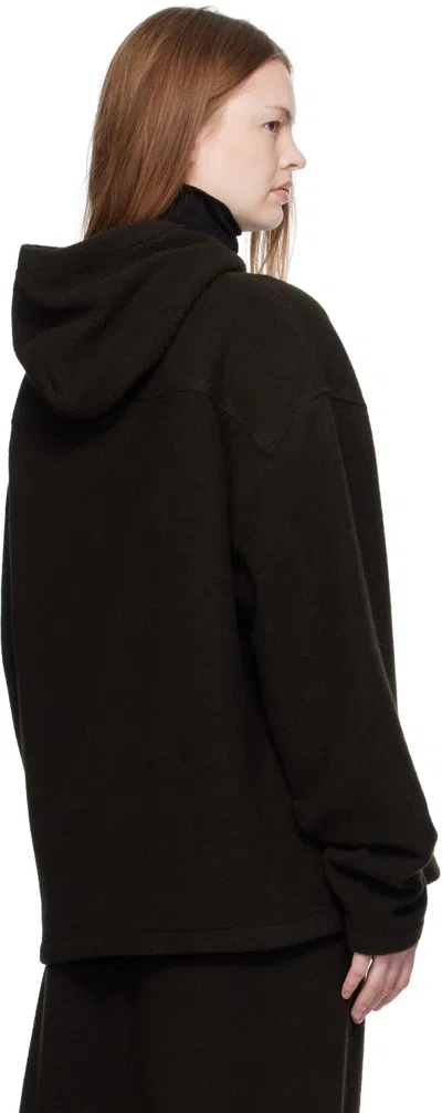 Rier Wool Fleece Hooded Sweatshirt In Black