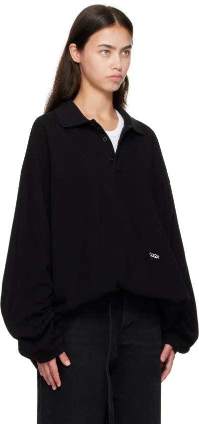 032c Black Speed Devil Ls Polo In Black