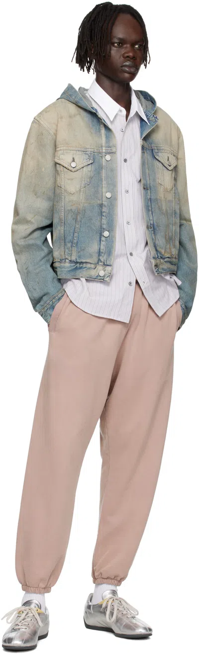 Acne Studios Blue Hooded Denim Jacket In Multi