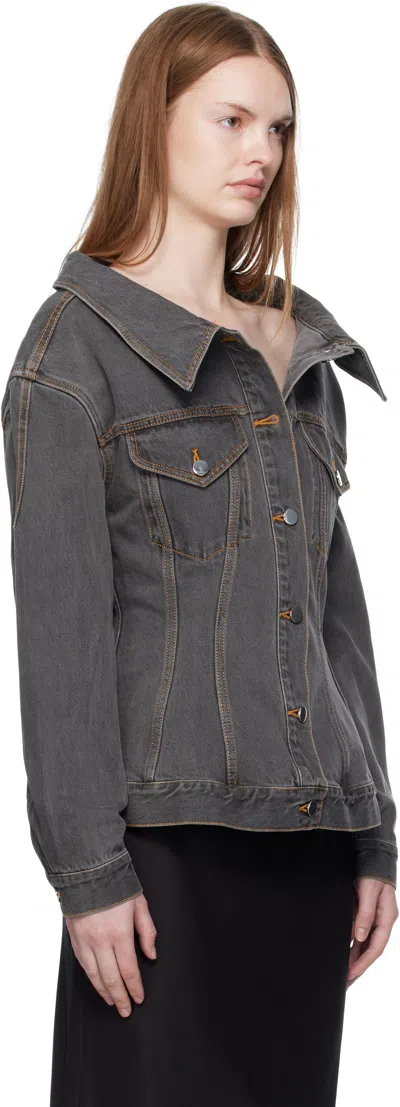 Paris Georgia Jemimah Denim Fitted Jacket In Gray