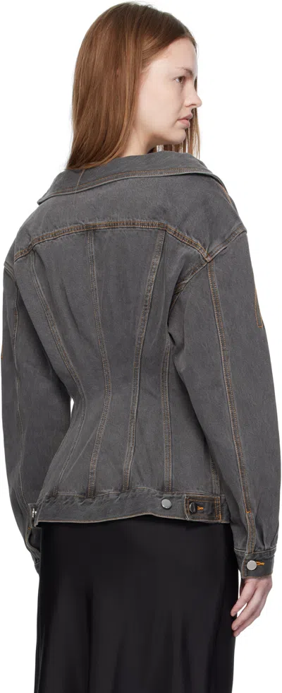 Paris Georgia Jemimah Denim Fitted Jacket In Gray