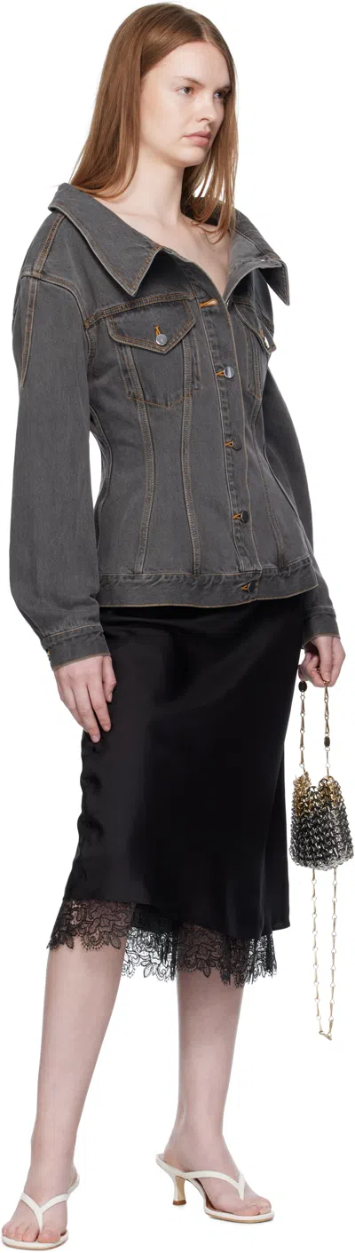 Paris Georgia Jemimah Denim Fitted Jacket In Gray
