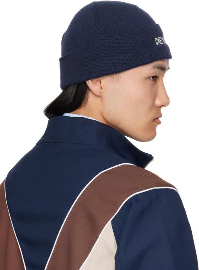 Valentino Garavani Cotton And Wool Blend Beanie With Turn-up Brim In Blue