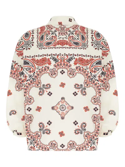 Weekend Max Mara Long Sleeve Paisley Print Cotton Top In White