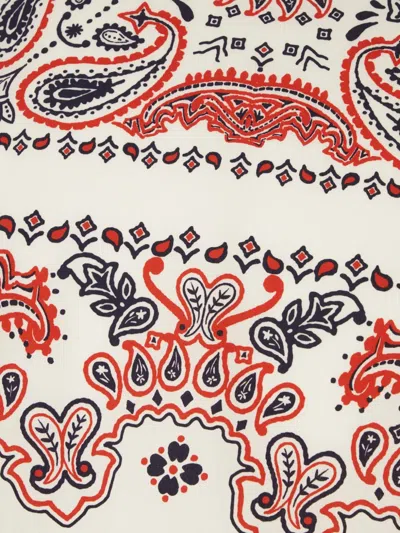 Weekend Max Mara Long Sleeve Paisley Print Cotton Top In White