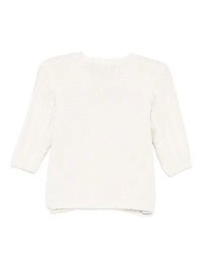 La Stupenderia Cable-knit Button Cardigan In Neutral