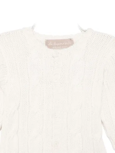 La Stupenderia Cable-knit Button Cardigan In Neutral