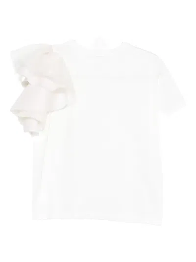 Parlor Ruffled-sleeve T-shirt In White