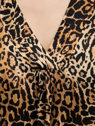 Melissa Odabash Bonnie Leopard Print V-neck Kaftan In Brown