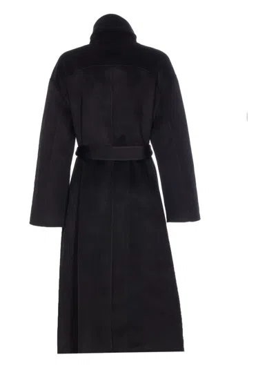 The Dynamis Studio Belted Button-fastening Coat In Black