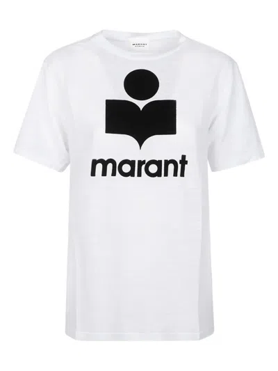 Isabel Marant Étoile Linen Logo Short-sleeve T-shirt In White