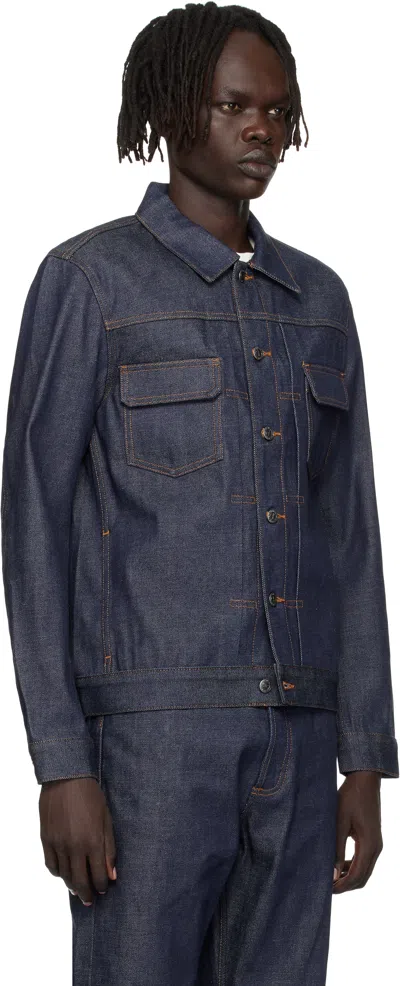 Apc A.p.c. Classic Indigo Denim Jacket With Structured Silhouette In Blue