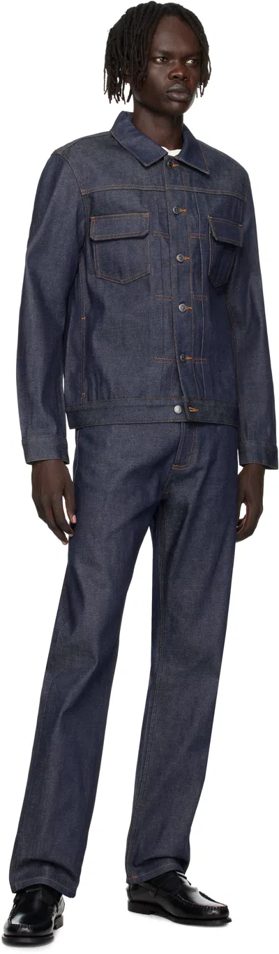 Apc A.p.c. Classic Indigo Denim Jacket With Structured Silhouette In Blue