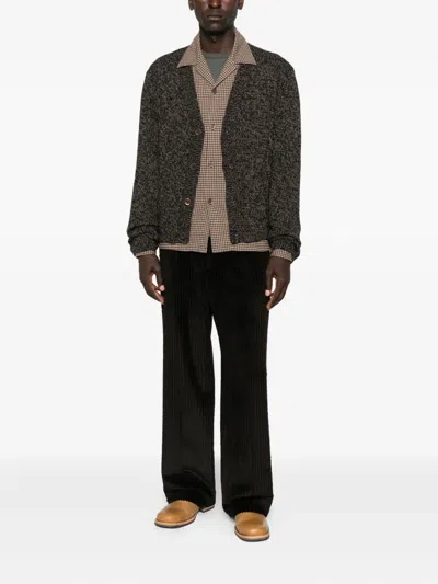 Our Legacy Brown Textured Wool Cardigan In Brown