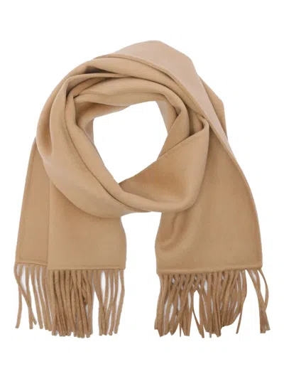 The Dynamis Studio Fringed Wool Scarf In Brown