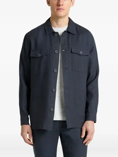 双口袋亚麻衬衫