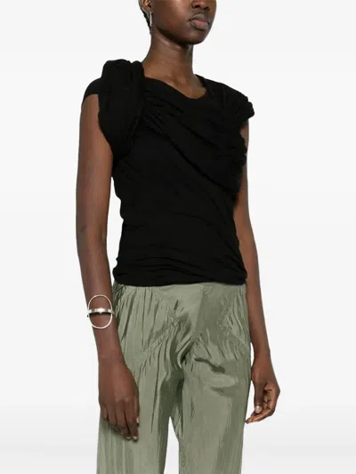 Rick Owens Harness T Draped Top In Black