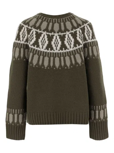 Arch4 Cashmere Sweater With Geometric Pattern In Green