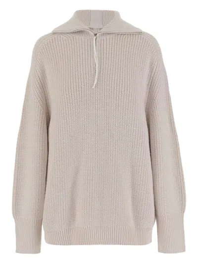 Carven Wool Zip-up Sweater In Neutral